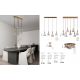 Pendule, Lustre suspendate - Lustra moderna cu 5 pendule LED, Metal, Sticla, Fumuriu, Voi
