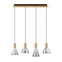 Lustra moderna cu 4 pendule LED, Metal, Sticla, Fumuriu, Voi