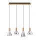 Lustra moderna cu 4 pendule LED, Metal, Sticla, Fumuriu, Voi