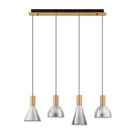 Pendule, Lustre suspendate - Lustra moderna cu 4 pendule LED, Metal, Sticla, Fumuriu, Voi