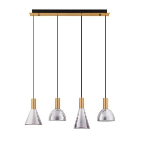 Pendule, Lustre suspendate - Lustra moderna cu 4 pendule LED, Metal, Sticla, Fumuriu, Voi