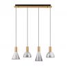 Lustra moderna cu 4 pendule LED, Metal, Sticla, Fumuriu, Voi