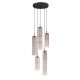 Pendule, Lustre suspendate - Lustra moderna cu 5 pendule LED, Metal, Sticla, Moca, SANO