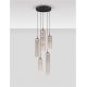 Pendule, Lustre suspendate - Lustra moderna cu 5 pendule LED, Metal, Sticla, Moca, SANO
