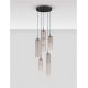Pendule, Lustre suspendate - Lustra moderna cu 5 pendule LED, Metal, Sticla, Moca, SANO