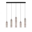 Lustra moderna cu 5 pendule LED, Metal, Sticla, Moca, SANO