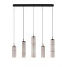 Lustra moderna cu 5 pendule LED, Metal, Sticla, Moca, SANO