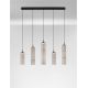 Pendule, Lustre suspendate - Lustra moderna cu 5 pendule LED, Metal, Sticla, Moca, SANO