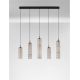 Pendule, Lustre suspendate - Lustra moderna cu 5 pendule LED, Metal, Sticla, Moca, SANO
