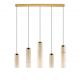 Pendule, Lustre suspendate - Lustra moderna cu 5 pendule LED, Metal, Sticla, Cognac, SANO