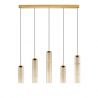 Lustra moderna cu 5 pendule LED, Metal, Sticla, Cognac, SANO