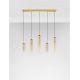 Pendule, Lustre suspendate - Lustra moderna cu 5 pendule LED, Metal, Sticla, Cognac, SANO