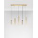 Pendule, Lustre suspendate - Lustra moderna cu 5 pendule LED, Metal, Sticla, Cognac, SANO