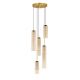 Pendule, Lustre suspendate - Lustra moderna cu 5 pendule LED, Metal, Sticla, Cognac, SANO