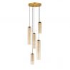 Lustra moderna cu 5 pendule LED, Metal, Sticla, Cognac, SANO