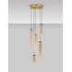 Pendule, Lustre suspendate - Lustra moderna cu 5 pendule LED, Metal, Sticla, Cognac, SANO