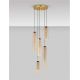 Pendule, Lustre suspendate - Lustra moderna cu 5 pendule LED, Metal, Sticla, Cognac, SANO