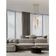 Pendule, Lustre suspendate - Lustra moderna cu 5 pendule LED, Metal, Sticla, Cognac, SANO