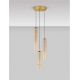 Pendule, Lustre suspendate - Lustra moderna cu 3 pendule LED, Metal, Sticla, Cognac, SANO