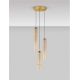 Pendule, Lustre suspendate - Lustra moderna cu 3 pendule LED, Metal, Sticla, Cognac, SANO