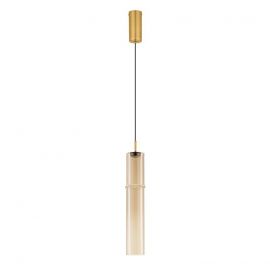 Pendul LED modern, Metal, Sticla, Cognac, SANO
