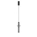 Pendul LED modern, Metal, Negru, Sticla, Fumurie, Ulon