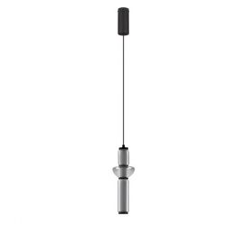 Pendul LED modern, Metal, Negru, Sticla, Fumurie, Ulon