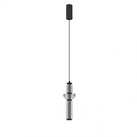 Pendule, Lustre suspendate - Pendul LED modern, Metal, Negru, Sticla, Fumurie, Ulon