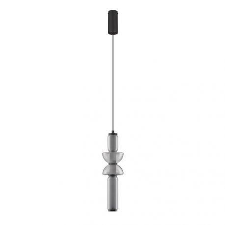 Pendule, Lustre suspendate - Pendul LED modern, Metal, Negru, Sticla, Fumurie, Ulon