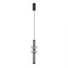 Pendul LED modern, Metal, Negru, Sticla, Fumurie, Ulon