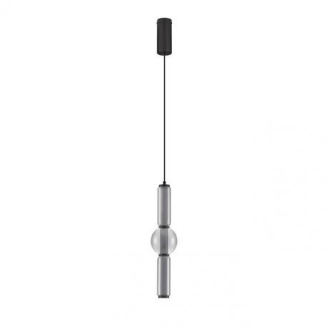 Pendule, Lustre suspendate - Pendul LED modern, Metal, Negru, Sticla, Fumurie, Ulon