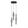Lustra moderna cu 3 pendule LED, Metal, Negru, Sticla, Fumurie, Ulon