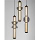 Pendule, Lustre suspendate - Lustra moderna cu 3 pendule LED, Metal, Negru, Sticla, Fumurie, Ulon