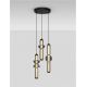 Pendule, Lustre suspendate - Lustra moderna cu 3 pendule LED, Metal, Negru, Sticla, Fumurie, Ulon