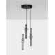 Pendule, Lustre suspendate - Lustra moderna cu 3 pendule LED, Metal, Negru, Sticla, Fumurie, Ulon
