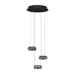 Lustra cu 3 pendule LED, Metal, Negru, Sticla, JAILYN
