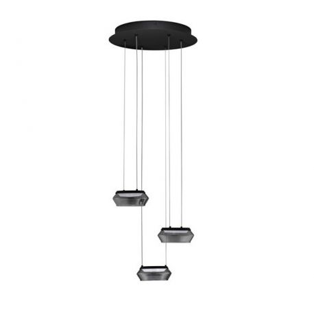 Pendule, Lustre suspendate - Lustra cu 3 pendule LED, Metal, Negru, Sticla, JAILYN