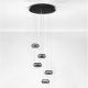 Pendule, Lustre suspendate - Lustra cu 5 pendule LED, Metal, Negru, Sticla, JAILYN