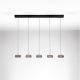 Pendule, Lustre suspendate - Lustra cu 5 pendule LED, Metal, Negru, Sticla, JAILYN