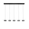 Lustra cu 5 pendule LED, Metal, Negru, Sticla, JAILYN