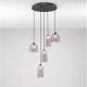 Pendule, Lustre suspendate - Lustra cu 5 pendule LED, Metal, Negru, Acrilic, DIONE