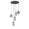 Lustra cu 5 pendule LED, Metal, Negru, Acrilic, DIONE