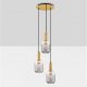 Pendule, Lustre suspendate - Lustra cu 3 pendule, Metal, Auriu, Sticla, Fumurie, MAHO
