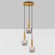 Pendule, Lustre suspendate - Lustra cu 3 pendule, Metal, Auriu, Sticla, Fumurie, MAHO
