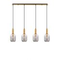 Lustra cu 4 pendule, Metal, Auriu, Sticla, Fumurie, MAHO