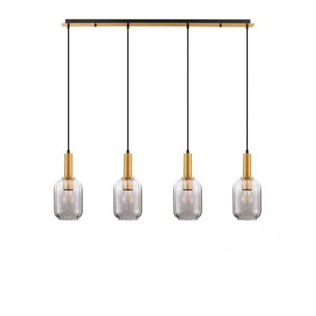 Pendule, Lustre suspendate - Lustra cu 4 pendule, Metal, Auriu, Sticla, Fumurie, MAHO