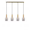 Lustra cu 4 pendule, Metal, Auriu, Sticla, Fumurie, MAHO