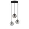 Lustra moderna cu 3 pendule, Metal, Negru, Sticla, Fumurie, ABBACUS