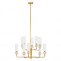 Candelabru cu 10 brate, Metal, Auriu, Travertin, Sticla, FILOMENA