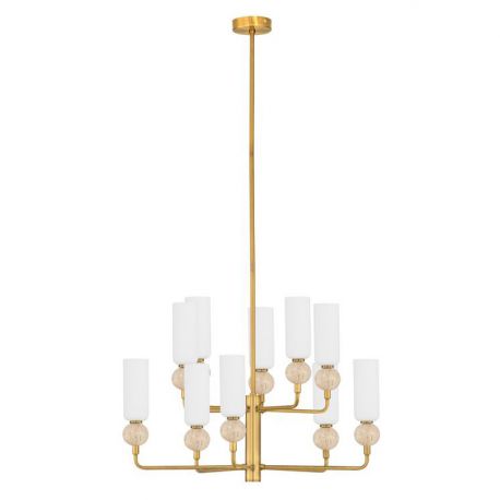 Candelabre, Lustre - Candelabru cu 10 brate, Metal, Auriu, Travertin, Sticla, FILOMENA